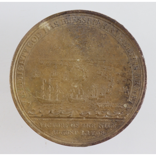 533 - Admiral Nelson medal for the Battle of the Nile, impressed to rim but this worn in places, sold a/f.