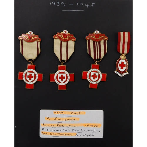 544 - British Red Cross medals, Nurse A.Singleton, inc Anti Gas training and For Merit.