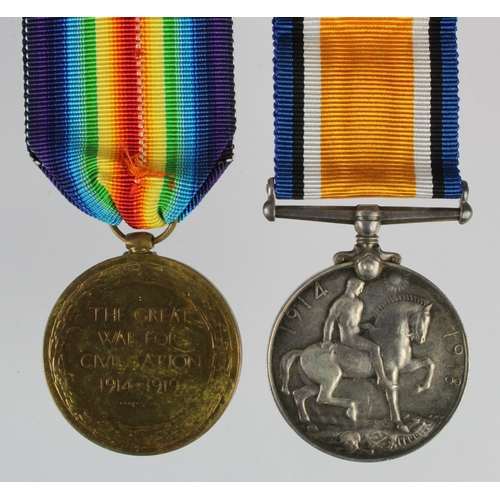 554 - BWM & Victory Medal (1649 Pte R Green Hunts Cyc Bn)