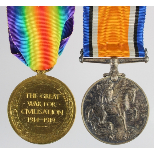 557 - BWM & Victory Medal (208885 Pte A Barnes Labour Corps)