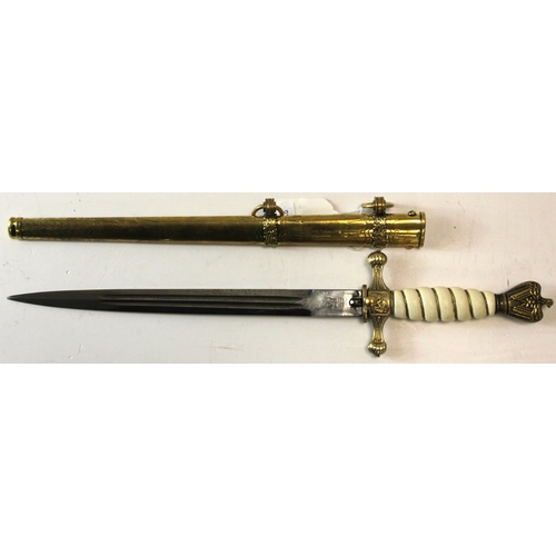 56 - German Kriegsmarine Officers dagger, Eickhorn marked blade, complete with scabbard.