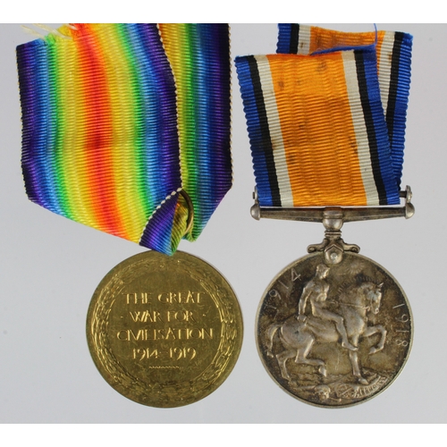 560 - BWM & Victory Medal (218924 Pte.1. A B Ward RAF). Born Denton, Lancs