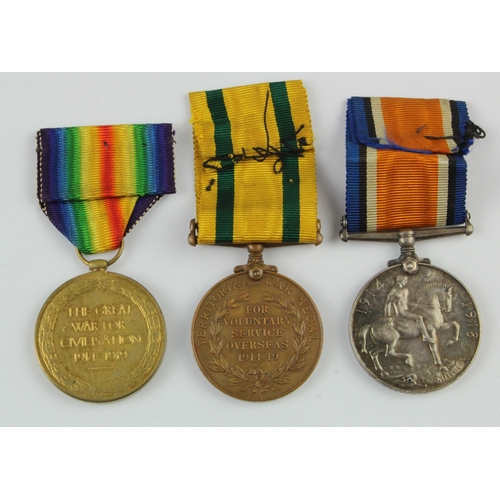 566 - BWM & Victory Medal (309062 Gnr S Martyn RA) and Territorial War Medal GV (309062 Gnr S Martyn RA). ... 