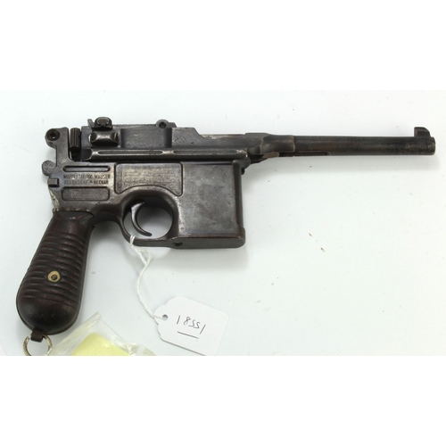 57 - German Mauser 7.63 semi-automatic, model C96 commercial ‘Broomhandle’ pistol, serial no. 736963 date... 