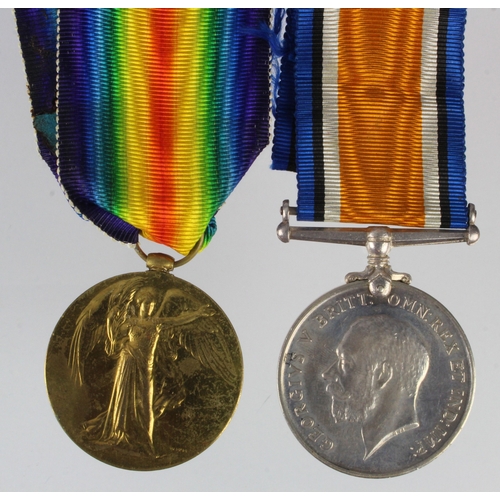 570 - BWM & Victory Medal (33160 Pte W G Sharp Bedford R) born Hitchin, Herts. Shell Wound left arm 31/3/1... 