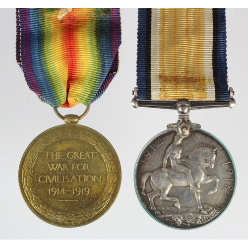 571 - BWM & Victory Medal (3550 Pte J Hall S.Lan R) missing 1915 Star