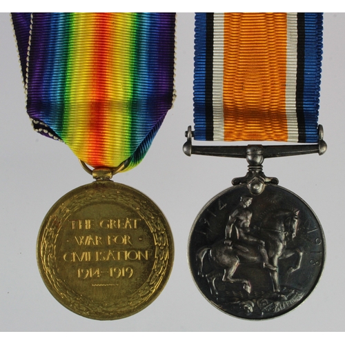 575 - BWM & Victory Medal (38476 Pte A Castle Norfolk Regt) later Beds & Herts Regt