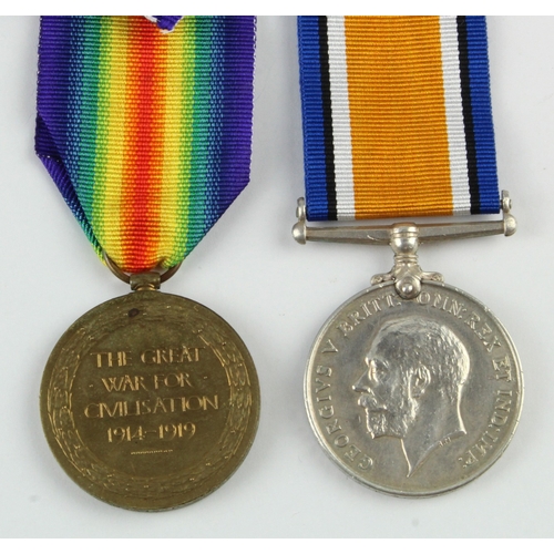 595 - BWM & Victory Medal (PS.736 C.Sjt G J Blyth Middex Regt) served 80 (I.W.) Bn. Copied research states... 