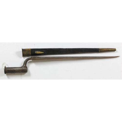 6 - Bayonet Brown Bess socket bayonet marked to the East India Company  in scabbard  marked.