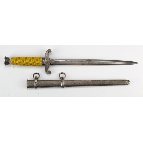 60 - German Wehrmacht Officers dagger, maker marked blade, complete with scabbard.