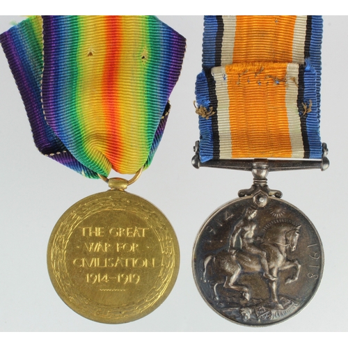 603 - BWM & Victory medals 453598 Pte W H Henderson 11th London R.