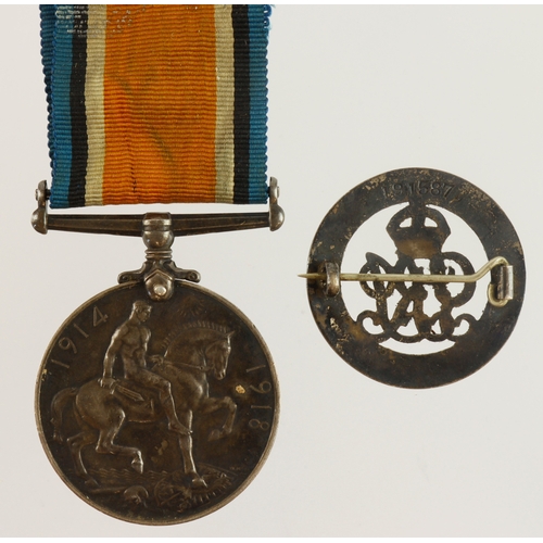 615 - BWM named (David Dodds) with Silver War Badge 191587 for 6072 Pte David Dodds 6th A & S.H.