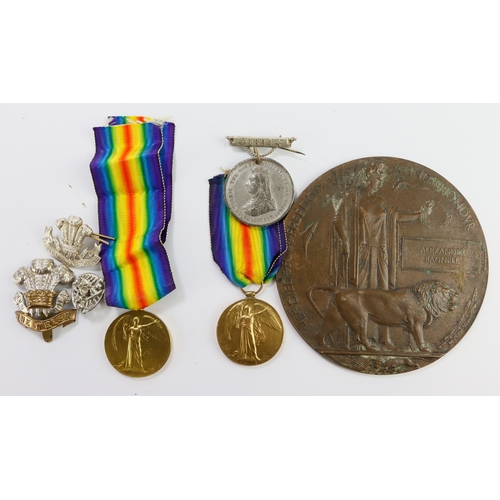 627 - Death Plaque & Victory Medal for 8506 Pte Alexander Bagnell 2-London R, Killed in Action 26 Oct 1917... 