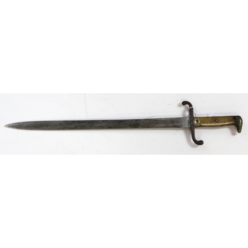 69 - Imperial German / Prussian M1871 Infantry NCO's bayonet. Brass grip with ridges obverse, and smooth ... 