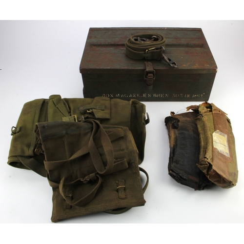 84 - Lot of Bren items, to include Magazine tin, Sling, Mags, spare Barrel, Bag and spares pouch