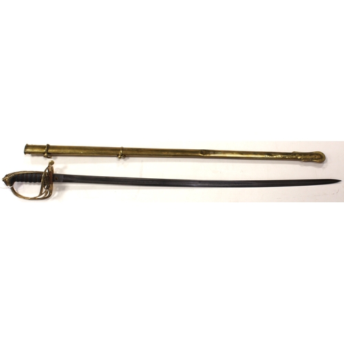 91 - Pattern 1845/54 senior officer’s picquet-weight dress sword, with 32 in. single-edged slightly curve... 