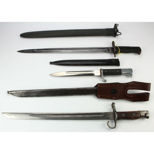 83 - Long Garand Bayonet 1942, Japanese Arisaka bayonet with leather frog, and a German Parade Bayonet  (... 