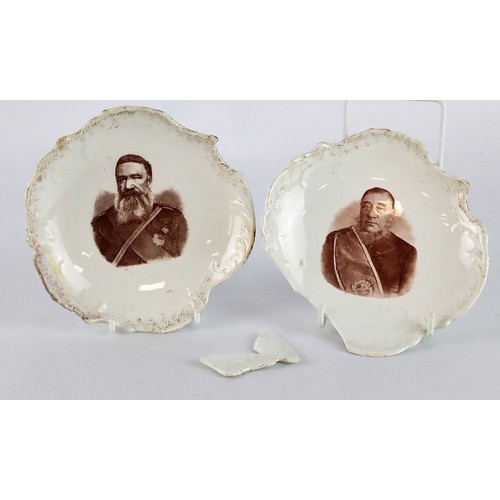 193 - Boer War related plates, comprising two showing Boer War Generals (Paul Kruger and Piet Joubert (one... 