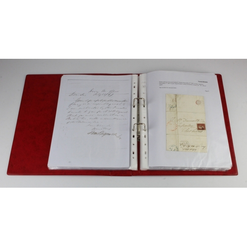 127 - GB Postal History - housed in red binder, QV (1842) to GVI, all very well described with copies of r... 