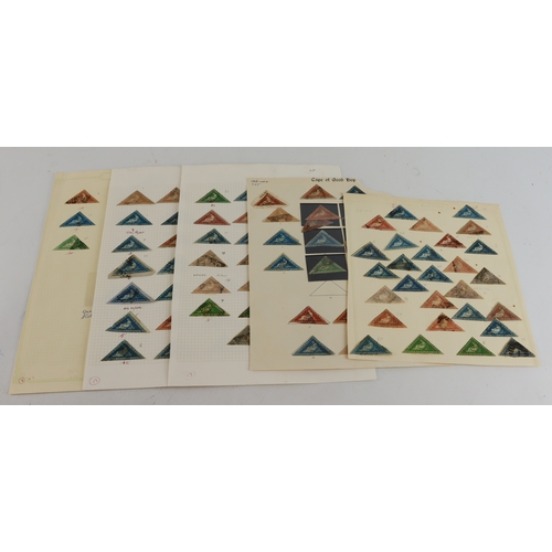 181 - Cape of Good Hope triangulars, approx 98 examples in mixed condition from different printings, shade... 