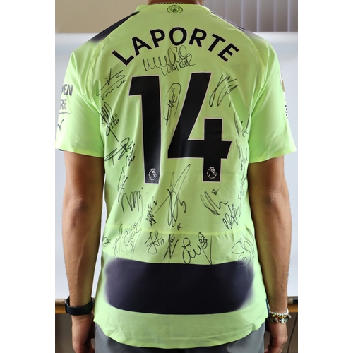 2 - Football interest. 2022/23 Manchester City Match Issue Champions League Third Shirt Laporte #14. sig... 