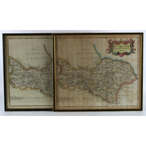 21 - Morden (Robert). Two framed hand coloured engraved maps by Robert Morden, both titled 'The North Rid... 