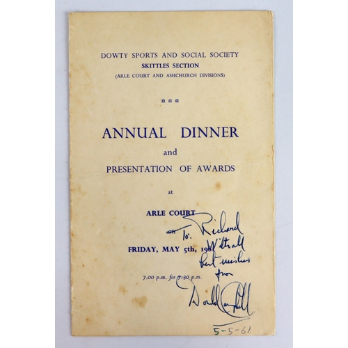 22 - Motoring autograph - Donald Campbell dated 1961, on menu