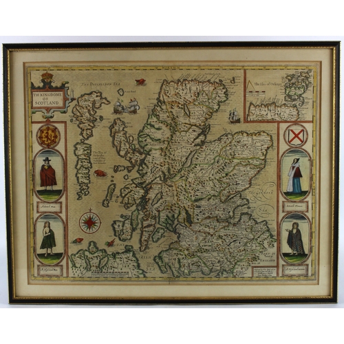 28 - Speed (John). Hand coloured engraved map by John Speed 'The Kingdome of Scotland', circa 17th Centur... 