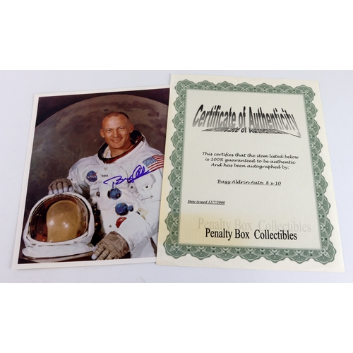 4 - Aldrin (Buzz). A colour photograph signed by Buzz Aldrin, comes with a certificate of authenticity, ... 