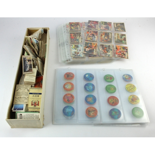 607 - Large box of assorted cards, sets, part sets & odds, in pages, packets, boxes, etc mixed condition, ... 