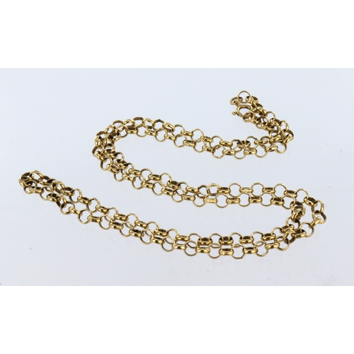 301 - 9ct yellow gold belcher chain with spring ring clasp, length 24