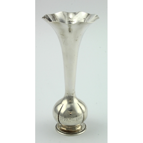 576 - Danish silver flower vase engraved 