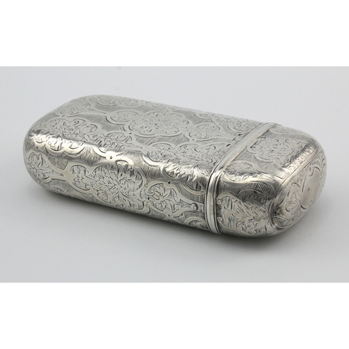 591 - Attractively engraved silver cigar case, hallmarked A&S Birmingham 1860. Weight 4.25oz.