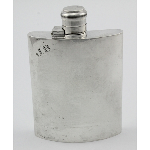 603 - Silver Spirit Flask initialled JB, hallmarked FBC Birm. 1944, weighs 5.5oz approx.