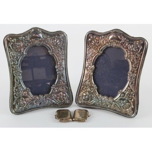 611 - Two silver hallmarked fronted picture frames, 14cm x 18cm approx., together with two silver hallmark... 