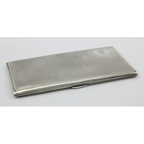 626 - Engine-turned silver cigarette case, hallmarked WTT & Co. Birmingham 1945. Weight 7.75oz approx.