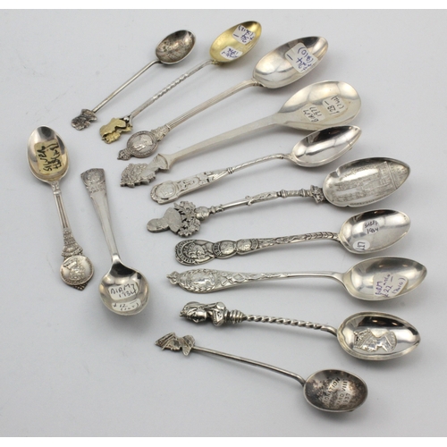 637 - Royalty interest. A collection twelve Royalty related silver teaspoons, including Coronations, Jubil... 