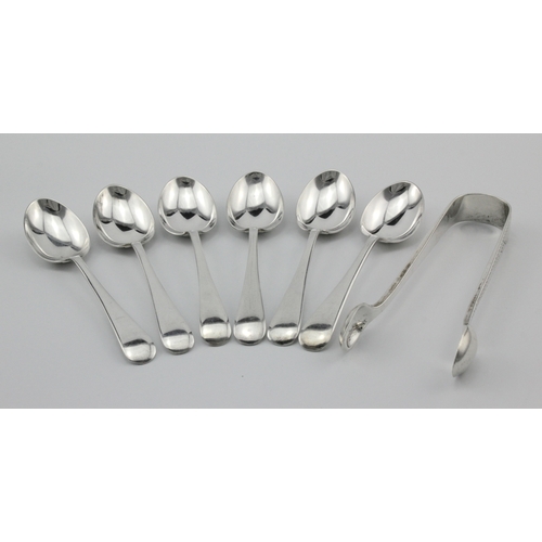 641 - Set of six silver Old English coffee spoons, hallmarked CB&S Sheffield 1946, plus a bright-cut decor... 