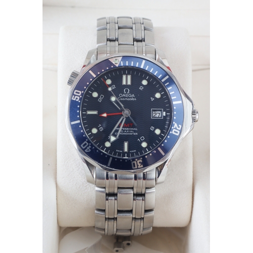 359 - Omega Seamaster GMT stainless steel cased gents automatic wristwatch, ref. 2535.80.00, 2005 card. Th... 