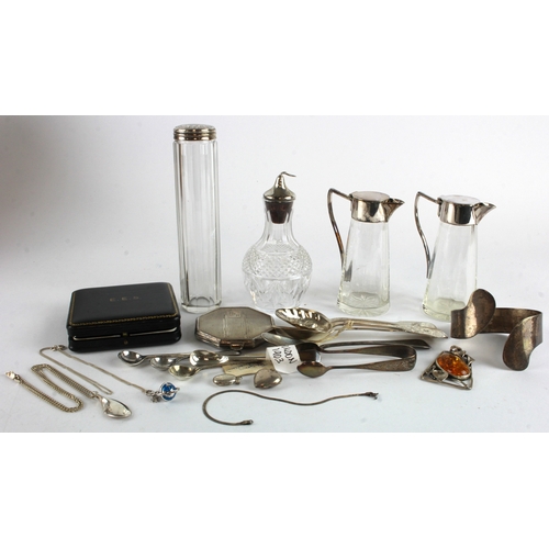 455 - Mixed Silver. A collection of various silver hallmarked items, including jewellery, spoons, silver t... 