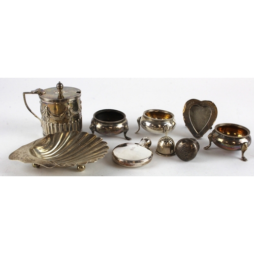 456 - Mixed Silver. A collection of various silver hallmarked items, including cruets, small picture frame... 