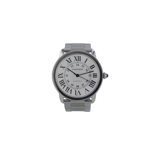 295 - Cartier Ronde Solo stainless steel gents automatic wristwatch, ref. 3517. The silvered dial with Rom... 