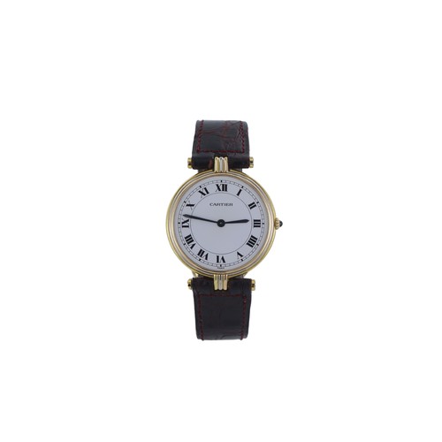 306 - Cartier Vendome Trinity 18ct quartz wristwatch, purcased 1980. The white dial with Roman numerals, b... 