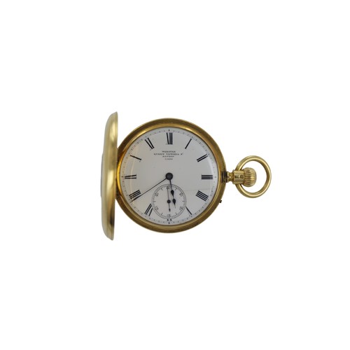 368 - Gents 18ct half hunter keyless lever-set pocket watch by Webster, hallmarked London 1873. The white ... 