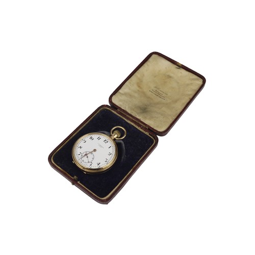 374 - Gents 9ct open face keyless pocket watch by J.W. Benson, hallmarked London 1933. The white enamel di... 