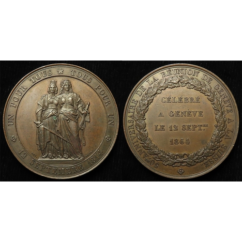 1001 - Swiss Commemorative Medal, bronze d.47mm: 50th Anniversary of the Reunion of Geneva with Switzerland... 