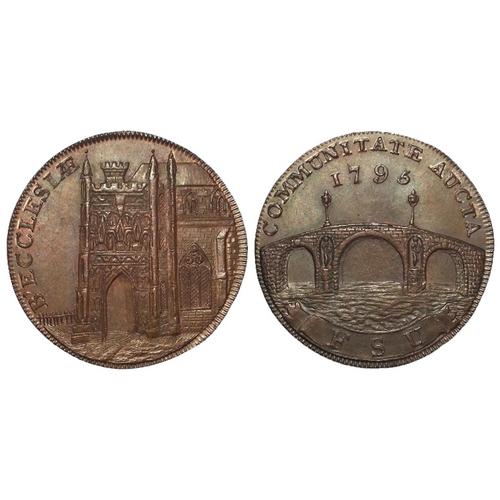 1004 - Token, 18thC: Beccles Halfpenny 1795, Suffolk #16, EF trace lustre.