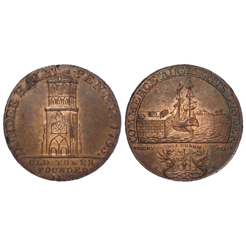 1013 - Token, 18thC: Scotland, Dundee, Alexr. Molison Halfpenny 1795, Angusshire #10, EF-GEF with lustre.