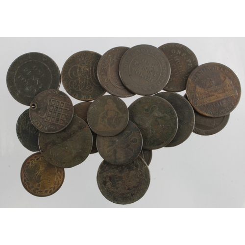 1031 - Tokens, 18th-19thC copper (18) Pennies & Halfpennies, mixed grade.