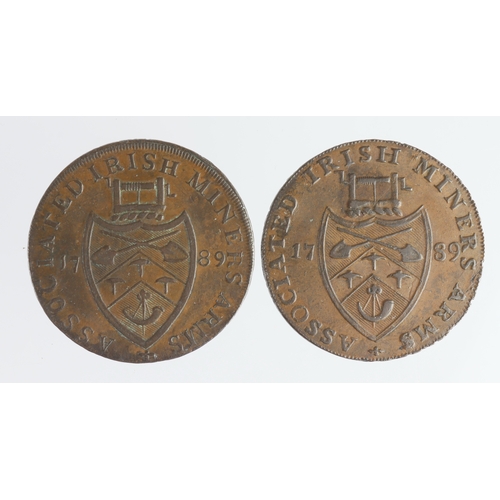 1039 - Tokens, 18thC Ireland (2): Cronebane copper Halfpennies 1789; Lancaster London or Bristol edge GVF, ... 